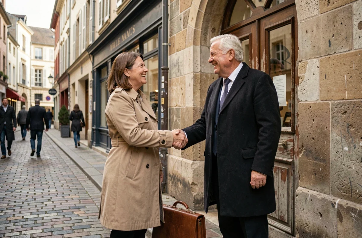 Poignée de main après accord de négociation de prix pour un local commercial dans le centre de Dijon