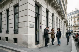 Façade d'un centre d'insertion sociale à Paris dans le 19ème arrondissement rue Manin