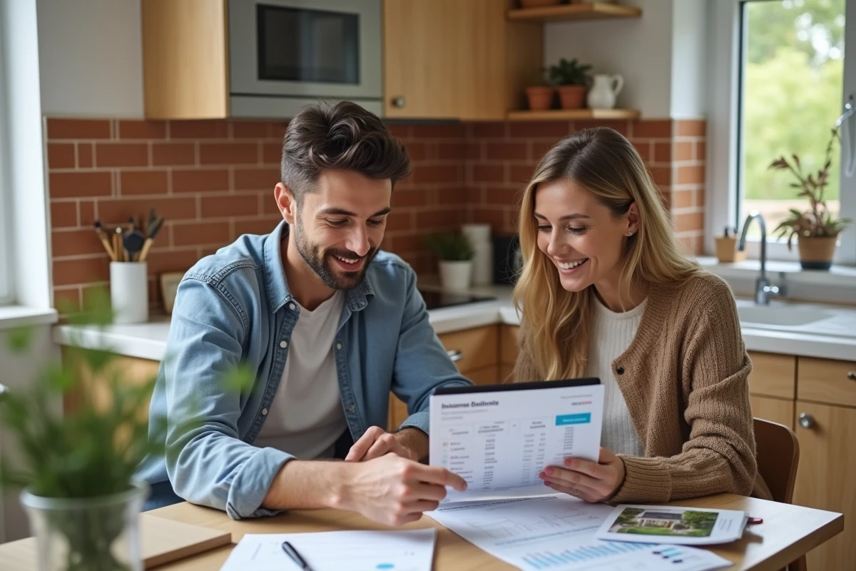 Couple étudiant des stratégies d'investissement locatif IDR et rendement classique à domicile