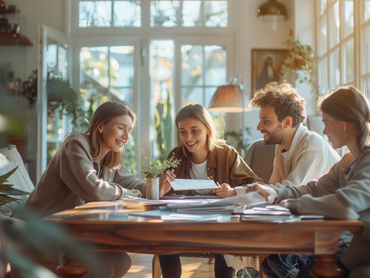 Frères et sœurs discutant de la vente d'une maison héritée