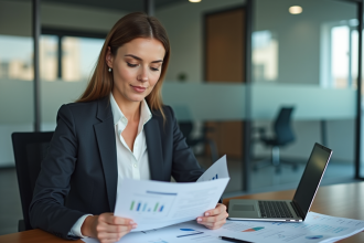 Femme d affaires en réunion de finance