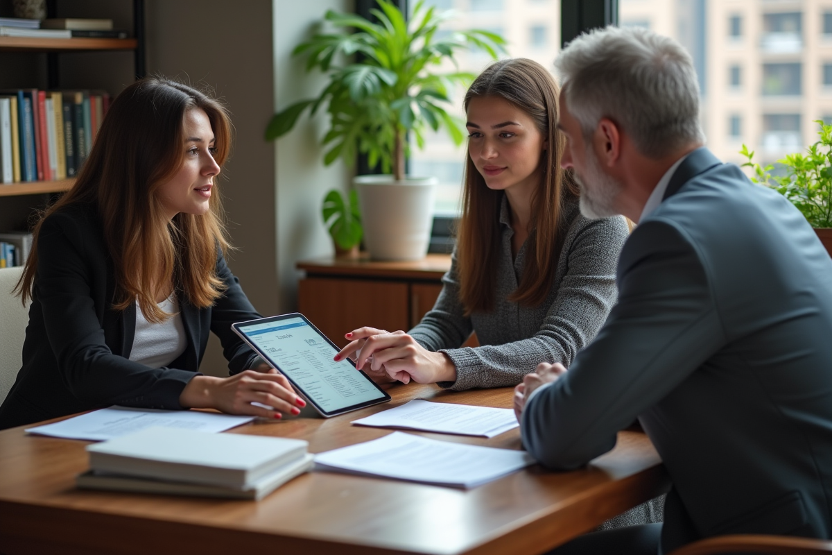 Femme consultante discutant avec un professionnel dans un bureau