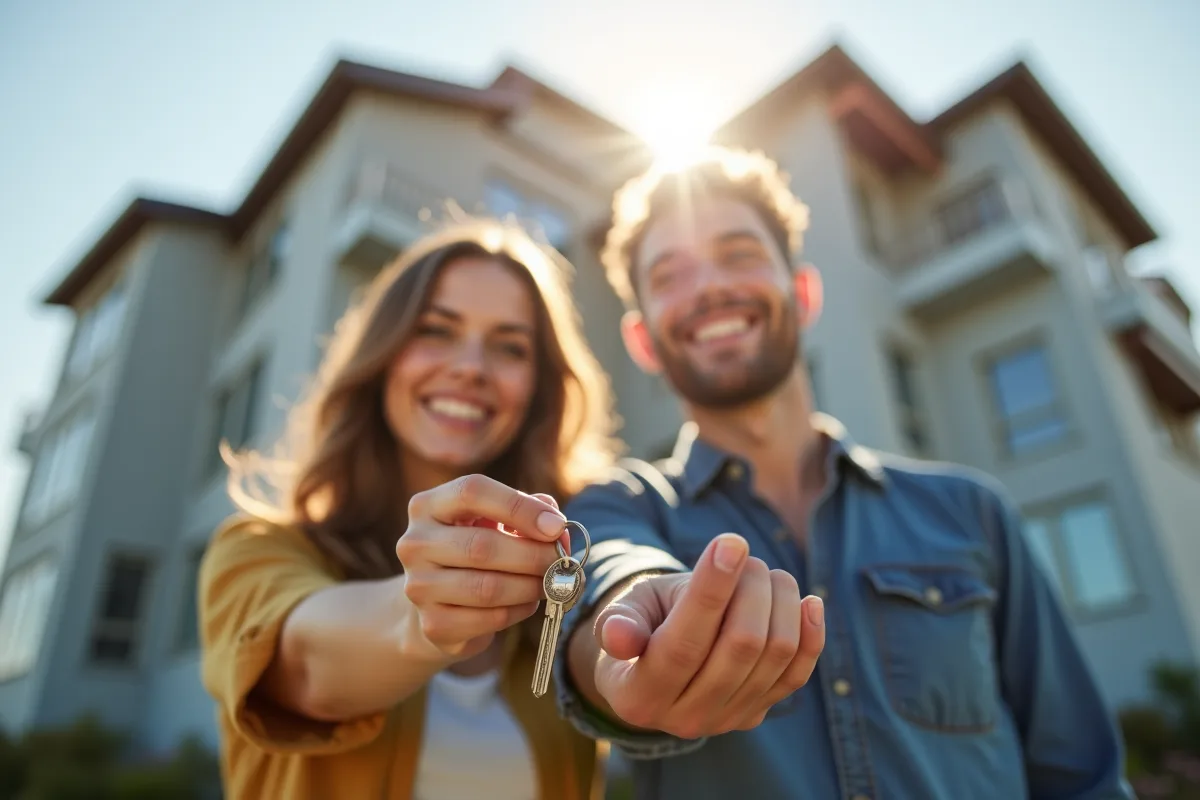 Appartement vide avec une clé sur la porte, symbole d'opportunité locative