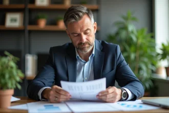 Homme d'affaires en costume dans un bureau moderne