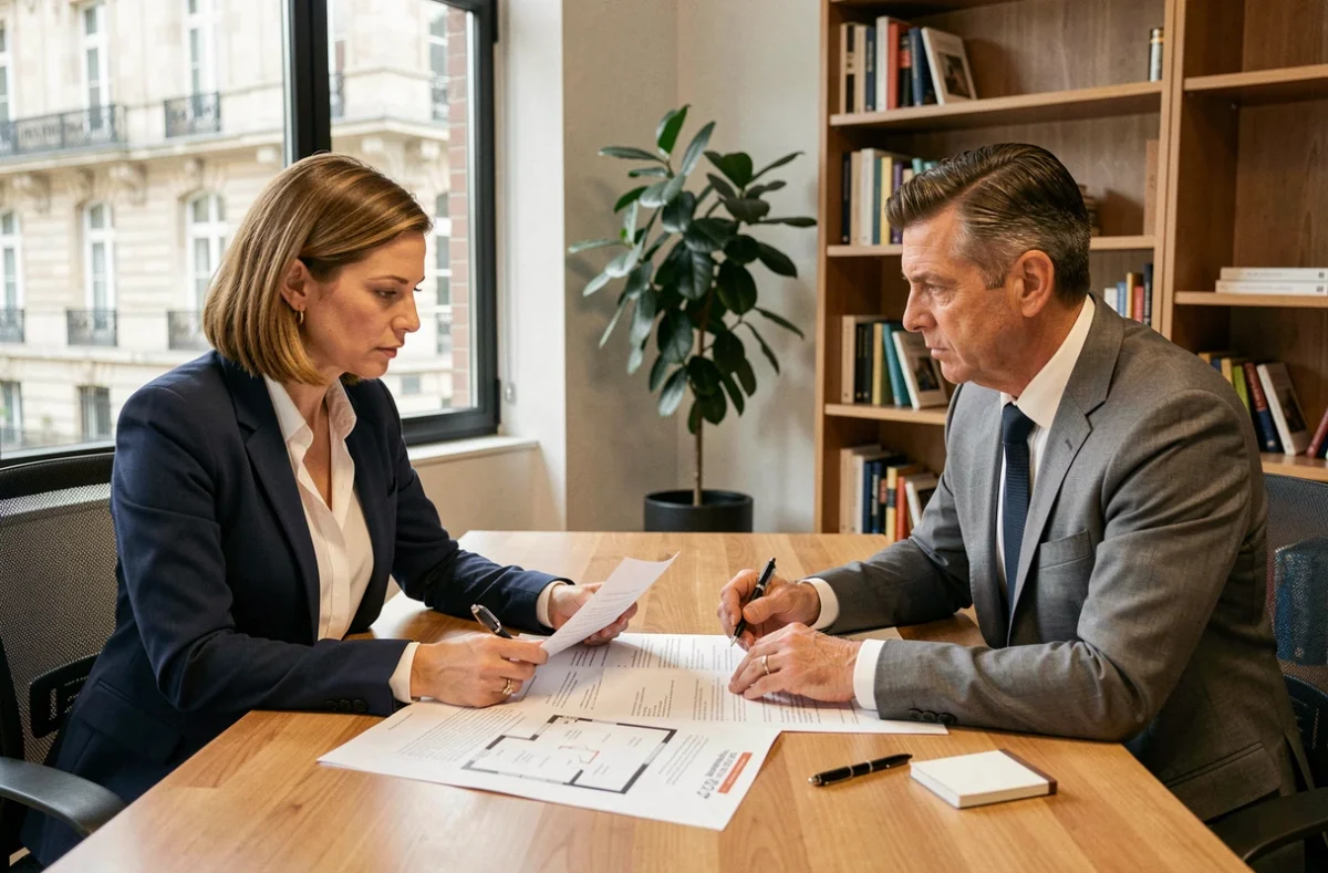 Négociation du prix d'un local commercial à Dijon entre une professionnelle et un propriétaire autour de documents de bail