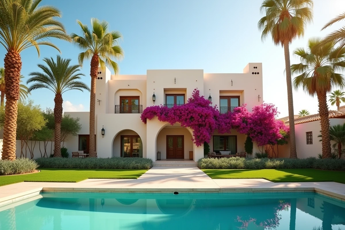 Villa moderne avec piscine et jardin tropical dans la Palmeraie de Marrakech à vendre